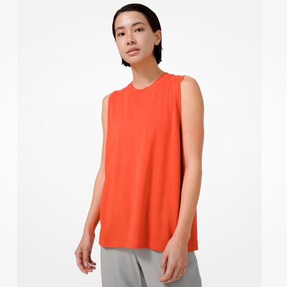Lululemon All Yours Relaxed Fit Pima Cotton Crewneck Athletic Tank Brick Orange - Picture 1 of 5